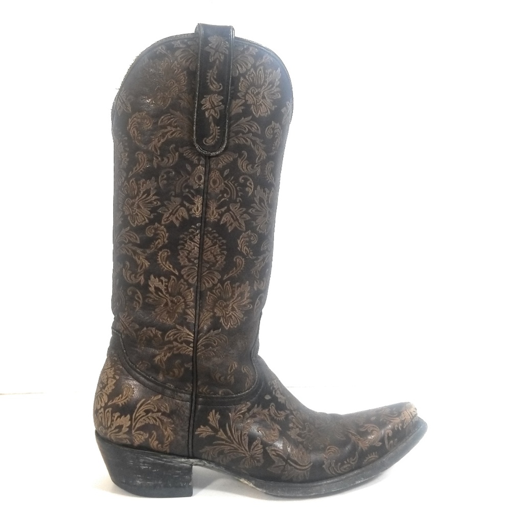 Old Gringo Women Brown Floral Laser Cut Boots 7 B